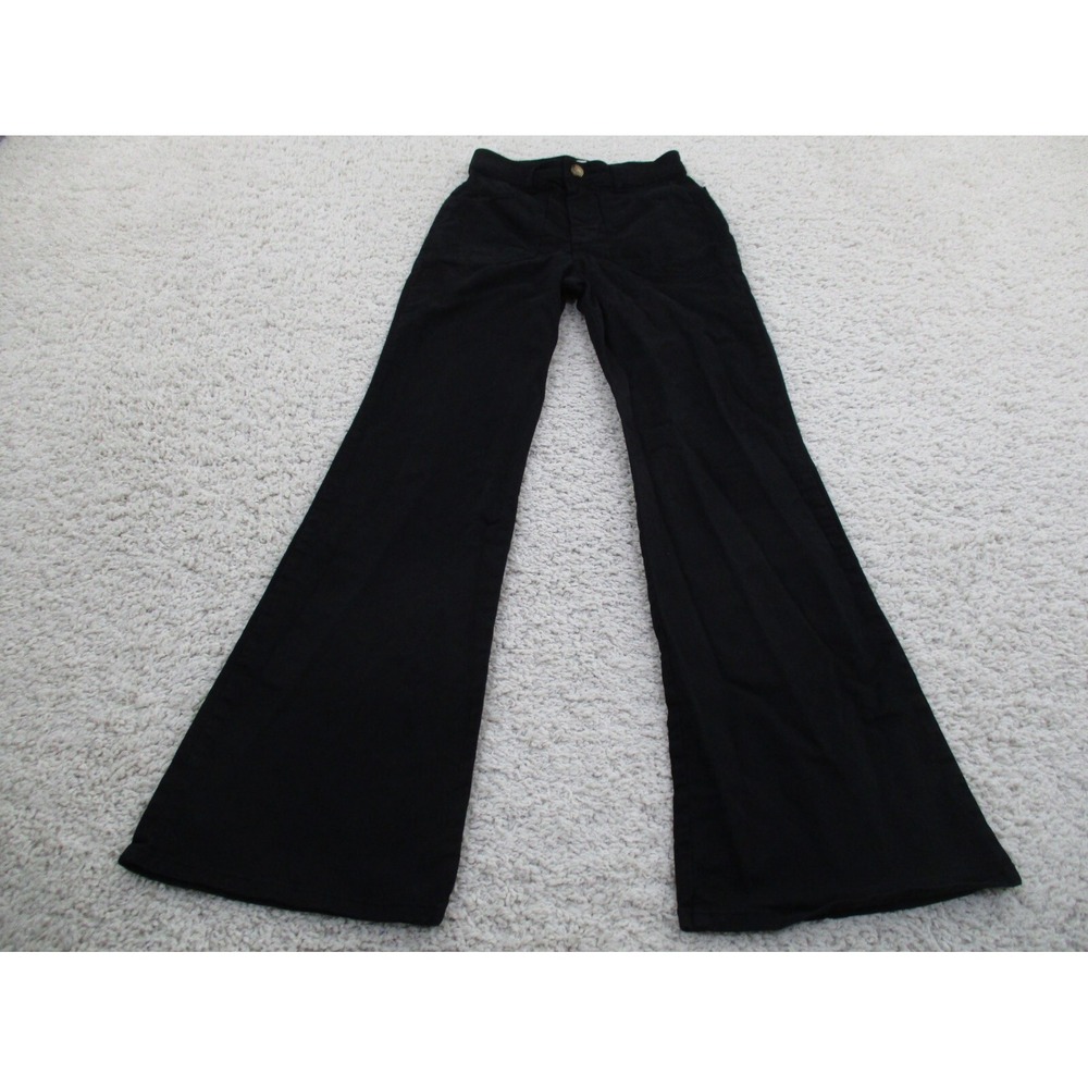Marine Layer Pants Womens 6 Black Flared Cotton Blend Gothic Punk Grunge Emo A5